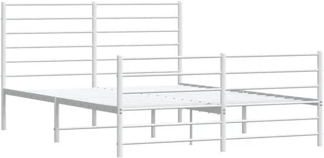 Alt view image 3 of 7 - vidaXL 12 Inch Full Metal Bed Frame with Headboard & Footboard, No Box Spring Needed, Noise Free Platform Bed Frame with Steel Slats, Easy Assembly, Under Bed Storage, Minimalist, White