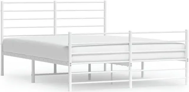 Alt view image 2 of 7 - vidaXL 12 Inch Queen Metal Bed Frame with Headboard & Footboard, No Box Spring Needed, Noise Free Platform Bed Frame with Steel Slats, Easy Assembly, Under Bed Storage, Minimalist, White