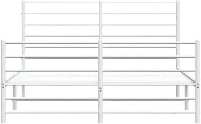 Alt view image 6 of 7 - vidaXL 12 Inch Full Metal Bed Frame with Headboard & Footboard, No Box Spring Needed, Noise Free Platform Bed Frame with Steel Slats, Easy Assembly, Under Bed Storage, Minimalist, White