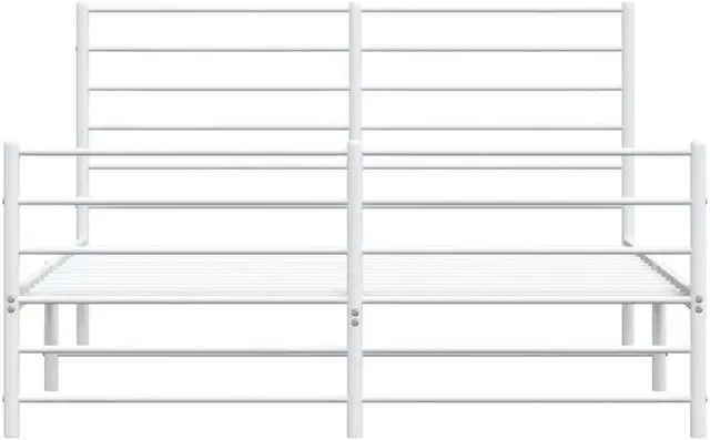 Alt view image 6 of 7 - vidaXL 12 Inch Queen Metal Bed Frame with Headboard & Footboard, No Box Spring Needed, Noise Free Platform Bed Frame with Steel Slats, Easy Assembly, Under Bed Storage, Minimalist, White