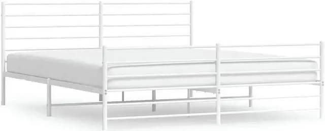 Alt view image 2 of 7 - vidaXL 12 Inch California King Metal Bed Frame with Headboard & Footboard, No Box Spring Needed, Noise Free Platform Bed Frame with Steel Slats, Easy Assembly, Under Bed Storage, Minimalist, White
