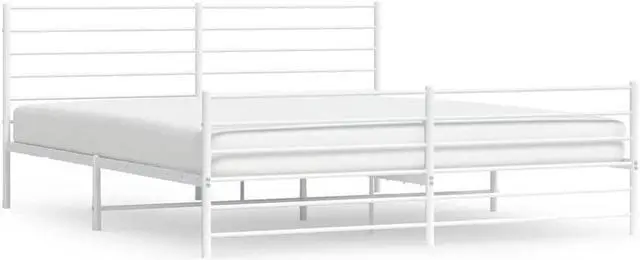 Alt view image 2 of 7 - vidaXL 12 Inch King Metal Bed Frame with Headboard & Footboard, No Box Spring Needed, Noise Free Platform Bed Frame with Steel Slats, Easy Assembly, Under Bed Storage, Minimalist, White