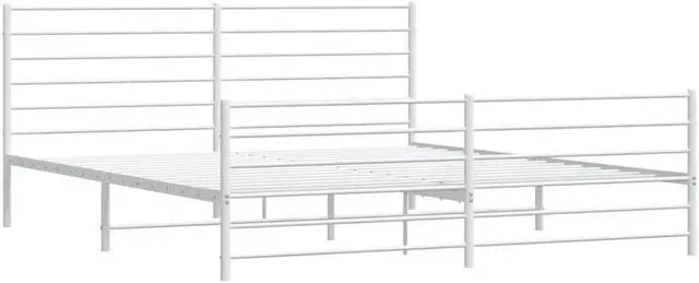 Alt view image 3 of 7 - vidaXL 12 Inch King Metal Bed Frame with Headboard & Footboard, No Box Spring Needed, Noise Free Platform Bed Frame with Steel Slats, Easy Assembly, Under Bed Storage, Minimalist, White