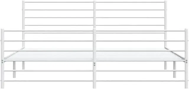Alt view image 6 of 7 - vidaXL 12 Inch King Metal Bed Frame with Headboard & Footboard, No Box Spring Needed, Noise Free Platform Bed Frame with Steel Slats, Easy Assembly, Under Bed Storage, Minimalist, White