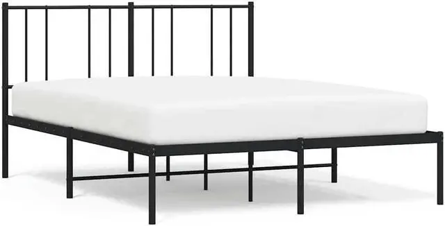 Alt view image 2 of 7 - vidaXL 12 Inch Full Metal Bed Frame with Headboard, No Box Spring Needed, Noise Free Platform Bed Frame with Steel Slats, Easy Assembly, Under Bed Storage, Minimalist, Black