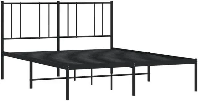 Alt view image 3 of 7 - vidaXL 12 Inch Full Metal Bed Frame with Headboard, No Box Spring Needed, Noise Free Platform Bed Frame with Steel Slats, Easy Assembly, Under Bed Storage, Minimalist, Black