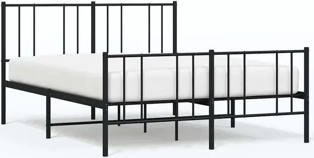 Alt view image 2 of 7 - vidaXL 12 Inch Full Metal Bed Frame with Headboard & Footboard, No Box Spring Needed, Noise Free Platform Bed Frame with Steel Slats, Easy Assembly, Under Bed Storage, Minimalist, Black