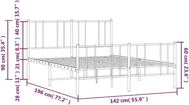 Alt view image 5 of 7 - vidaXL 12 Inch Full Metal Bed Frame with Headboard & Footboard, No Box Spring Needed, Noise Free Platform Bed Frame with Steel Slats, Easy Assembly, Under Bed Storage, Minimalist, Black