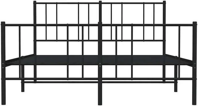 Alt view image 6 of 7 - vidaXL 12 Inch Full Metal Bed Frame with Headboard & Footboard, No Box Spring Needed, Noise Free Platform Bed Frame with Steel Slats, Easy Assembly, Under Bed Storage, Minimalist, Black