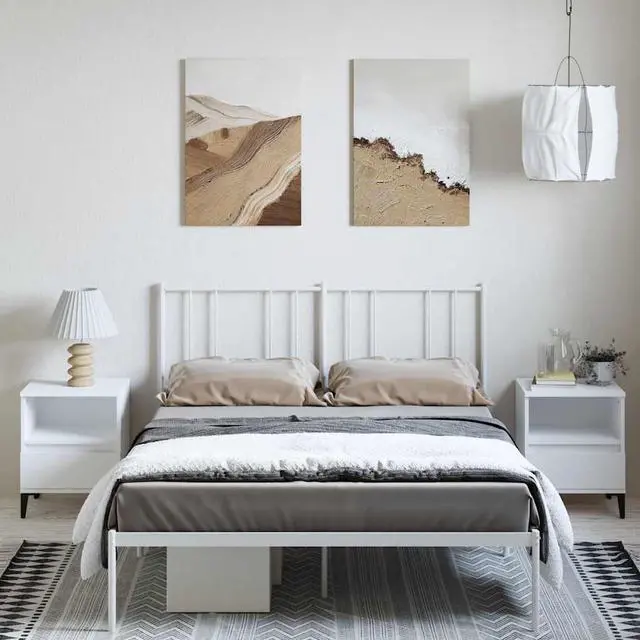 Alt view image 3 of 7 - vidaXL 12 Inch Queen Metal Bed Frame with Headboard, No Box Spring Needed, Noise Free Platform Bed Frame with Steel Slats, Easy Assembly, Under Bed Storage, Minimalist, White