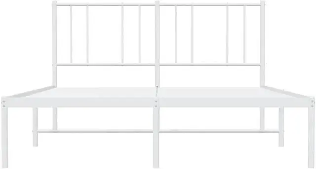 Alt view image 7 of 7 - vidaXL 12 Inch Queen Metal Bed Frame with Headboard, No Box Spring Needed, Noise Free Platform Bed Frame with Steel Slats, Easy Assembly, Under Bed Storage, Minimalist, White