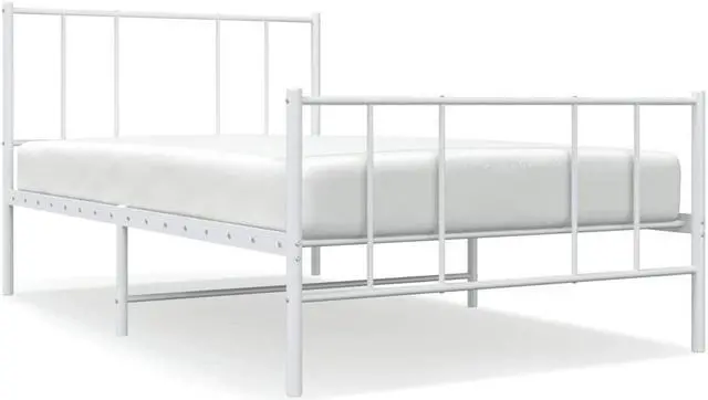 Alt view image 2 of 7 - vidaXL 12 Inch Twin XL Metal Bed Frame with Headboard & Footboard, No Box Spring Needed, Noise Free Platform Bed Frame with Steel Slats, Easy Assembly, Under Bed Storage, Minimalist, White
