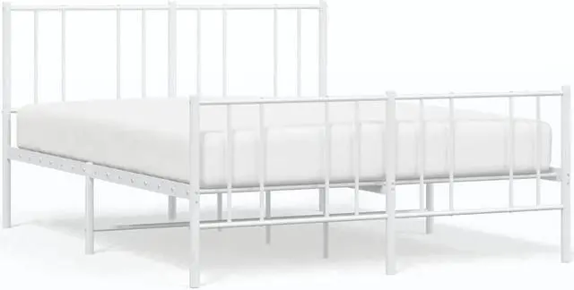 Alt view image 2 of 7 - vidaXL 12 Inch Full Metal Bed Frame with Headboard & Footboard, No Box Spring Needed, Noise Free Platform Bed Frame with Steel Slats, Easy Assembly, Under Bed Storage, Minimalist, White