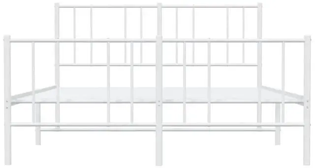 Alt view image 6 of 7 - vidaXL 12 Inch Full Metal Bed Frame with Headboard & Footboard, No Box Spring Needed, Noise Free Platform Bed Frame with Steel Slats, Easy Assembly, Under Bed Storage, Minimalist, White