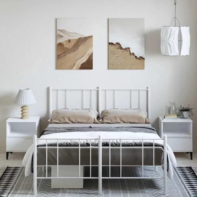 Alt view image 3 of 7 - vidaXL 12 Inch Full Metal Bed Frame with Headboard & Footboard, No Box Spring Needed, Noise Free Platform Bed Frame with Steel Slats, Easy Assembly, Under Bed Storage, Minimalist, White
