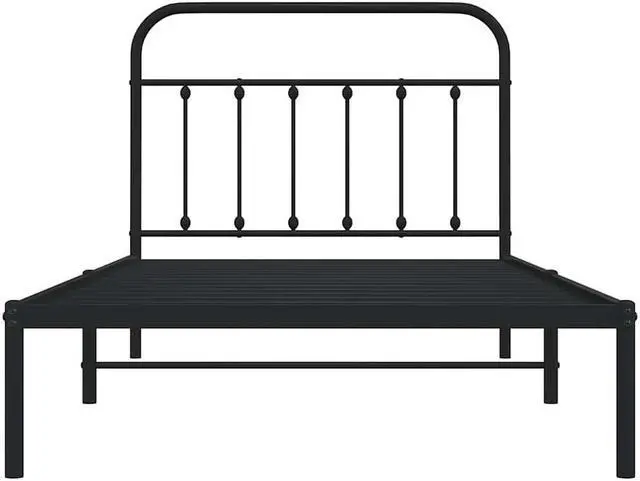 Alt view image 6 of 7 - vidaXL 12 Inch Twin XL Metal Bed Frame with Headboard, No Box Spring Needed, Noise Free Platform Bed Frame with Steel Slats, Easy Assembly, Under Bed Storage, Minimalist, Black