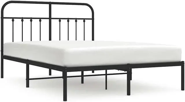 Alt view image 2 of 7 - vidaXL 12 Inch Full Metal Bed Frame with Headboard, No Box Spring Needed, Noise Free Platform Bed Frame with Steel Slats, Easy Assembly, Under Bed Storage, Minimalist, Black