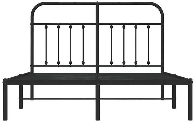 Alt view image 6 of 7 - vidaXL 12 Inch Full Metal Bed Frame with Headboard, No Box Spring Needed, Noise Free Platform Bed Frame with Steel Slats, Easy Assembly, Under Bed Storage, Minimalist, Black