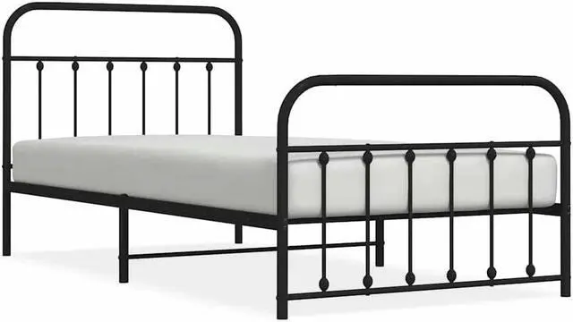 Alt view image 2 of 7 - vidaXL 12 Inch Twin XL Metal Bed Frame with Headboard & Footboard, No Box Spring Needed, Noise Free Platform Bed Frame with Steel Slats, Easy Assembly, Under Bed Storage, Minimalist, Black