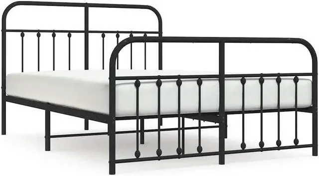 Alt view image 2 of 7 - vidaXL 12 Inch Full Metal Bed Frame with Headboard & Footboard, No Box Spring Needed, Noise Free Platform Bed Frame with Steel Slats, Easy Assembly, Under Bed Storage, Minimalist, Black