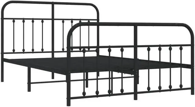 Alt view image 3 of 7 - vidaXL 12 Inch Full Metal Bed Frame with Headboard & Footboard, No Box Spring Needed, Noise Free Platform Bed Frame with Steel Slats, Easy Assembly, Under Bed Storage, Minimalist, Black