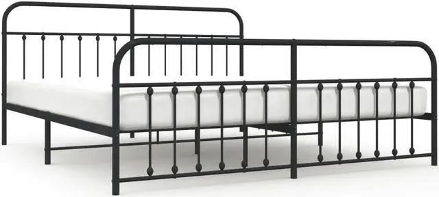Alt view image 2 of 7 - vidaXL 12 Inch King Metal Bed Frame with Headboard & Footboard, No Box Spring Needed, Noise Free Platform Bed Frame with Steel Slats, Easy Assembly, Under Bed Storage, Minimalist, Black