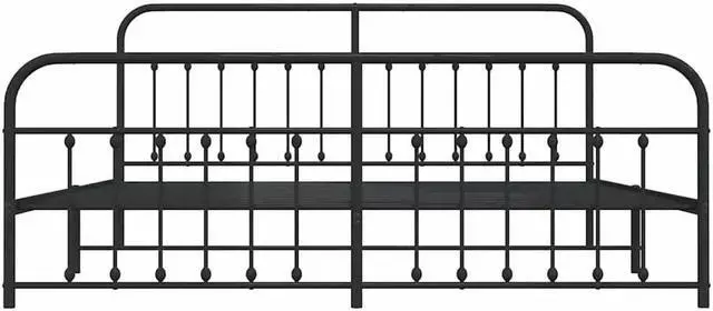 Alt view image 6 of 7 - vidaXL 12 Inch King Metal Bed Frame with Headboard & Footboard, No Box Spring Needed, Noise Free Platform Bed Frame with Steel Slats, Easy Assembly, Under Bed Storage, Minimalist, Black