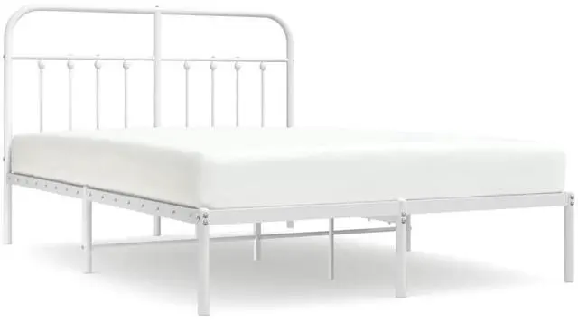 Alt view image 2 of 7 - vidaXL 12 Inch Queen Metal Bed Frame with Headboard, No Box Spring Needed, Noise Free Platform Bed Frame with Steel Slats, Easy Assembly, Under Bed Storage, Minimalist, White