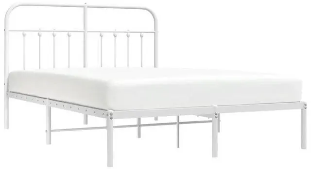 Alt view image 6 of 7 - vidaXL 12 Inch Queen Metal Bed Frame with Headboard, No Box Spring Needed, Noise Free Platform Bed Frame with Steel Slats, Easy Assembly, Under Bed Storage, Minimalist, White