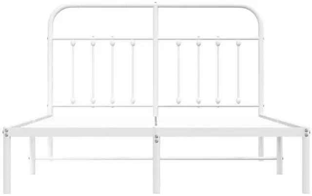 Alt view image 7 of 7 - vidaXL 12 Inch Queen Metal Bed Frame with Headboard, No Box Spring Needed, Noise Free Platform Bed Frame with Steel Slats, Easy Assembly, Under Bed Storage, Minimalist, White