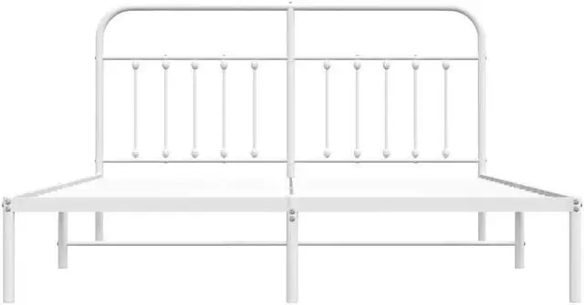 Alt view image 6 of 7 - vidaXL 12 Inch California King Metal Bed Frame with Headboard, No Box Spring Needed, Noise Free Platform Bed Frame with Steel Slats, Easy Assembly, Under Bed Storage, Minimalist, White