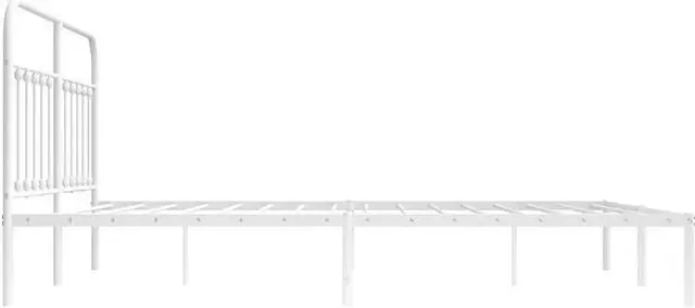 Alt view image 7 of 7 - vidaXL 12 Inch California King Metal Bed Frame with Headboard, No Box Spring Needed, Noise Free Platform Bed Frame with Steel Slats, Easy Assembly, Under Bed Storage, Minimalist, White