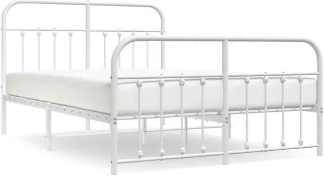 Alt view image 2 of 7 - vidaXL 12 Inch Full Metal Bed Frame with Headboard & Footboard, No Box Spring Needed, Noise Free Platform Bed Frame with Steel Slats, Easy Assembly, Under Bed Storage, Minimalist, White