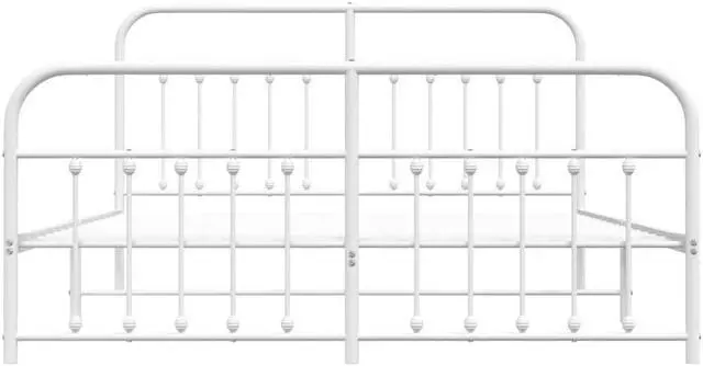 Alt view image 6 of 7 - vidaXL 12 Inch California King Metal Bed Frame with Headboard & Footboard, No Box Spring Needed, Noise Free Platform Bed Frame with Steel Slats, Easy Assembly, Under Bed Storage, Minimalist, White