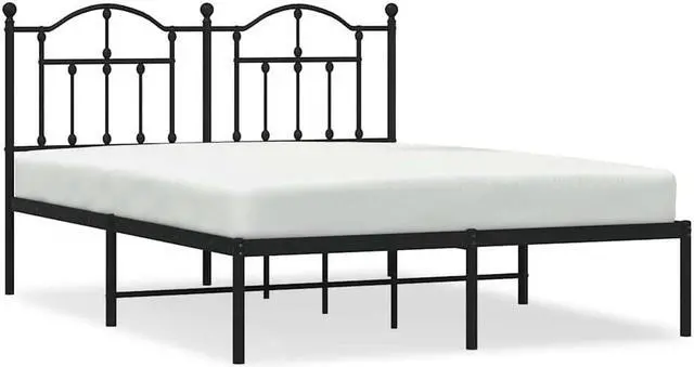 Alt view image 2 of 7 - vidaXL 12 Inch Full Metal Bed Frame with Headboard, No Box Spring Needed, Noise Free Platform Bed Frame with Steel Slats, Easy Assembly, Under Bed Storage, Minimalist, Black