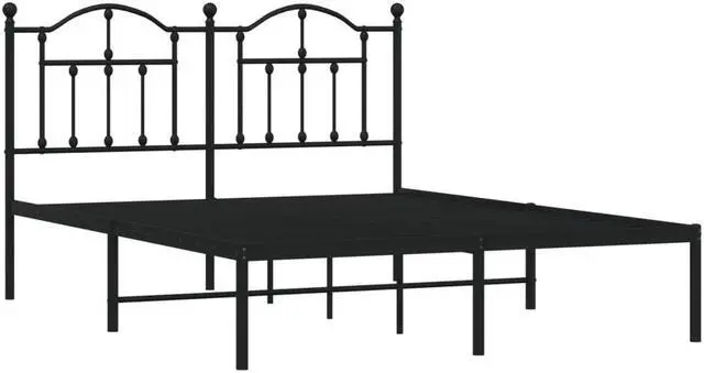 Alt view image 3 of 7 - vidaXL 12 Inch Full Metal Bed Frame with Headboard, No Box Spring Needed, Noise Free Platform Bed Frame with Steel Slats, Easy Assembly, Under Bed Storage, Minimalist, Black