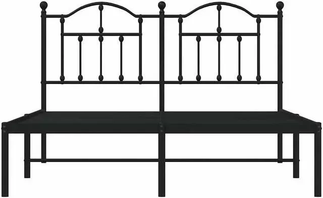 Alt view image 6 of 7 - vidaXL 12 Inch Full Metal Bed Frame with Headboard, No Box Spring Needed, Noise Free Platform Bed Frame with Steel Slats, Easy Assembly, Under Bed Storage, Minimalist, Black