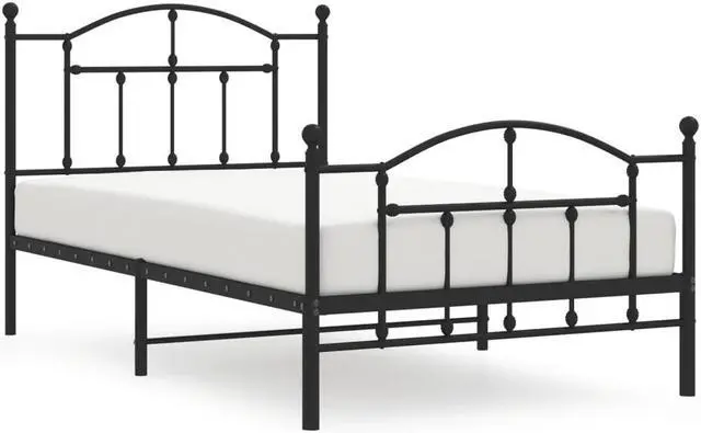 Alt view image 2 of 7 - vidaXL 12 Inch Twin Metal Bed Frame with Headboard & Footboard, No Box Spring Needed, Noise Free Platform Bed Frame with Steel Slats, Easy Assembly, Under Bed Storage, Minimalist, Black