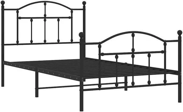 Alt view image 3 of 7 - vidaXL 12 Inch Twin Metal Bed Frame with Headboard & Footboard, No Box Spring Needed, Noise Free Platform Bed Frame with Steel Slats, Easy Assembly, Under Bed Storage, Minimalist, Black