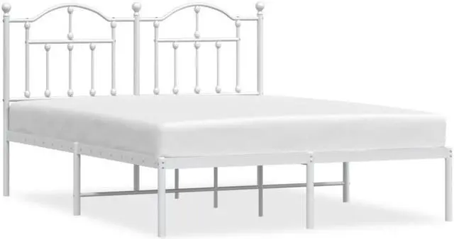 Alt view image 2 of 7 - vidaXL 12 Inch Full Metal Bed Frame with Headboard, No Box Spring Needed, Noise Free Platform Bed Frame with Steel Slats, Easy Assembly, Under Bed Storage, Minimalist, White