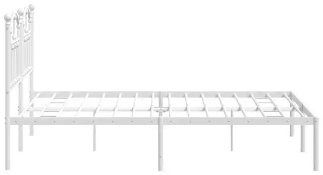 Alt view image 7 of 7 - vidaXL 12 Inch Queen Metal Bed Frame with Headboard, No Box Spring Needed, Noise Free Platform Bed Frame with Steel Slats, Easy Assembly, Under Bed Storage, Minimalist, White