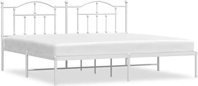 Alt view image 2 of 7 - vidaXL 12 Inch King Metal Bed Frame with Headboard, No Box Spring Needed, Noise Free Platform Bed Frame with Steel Slats, Easy Assembly, Under Bed Storage, Minimalist, White
