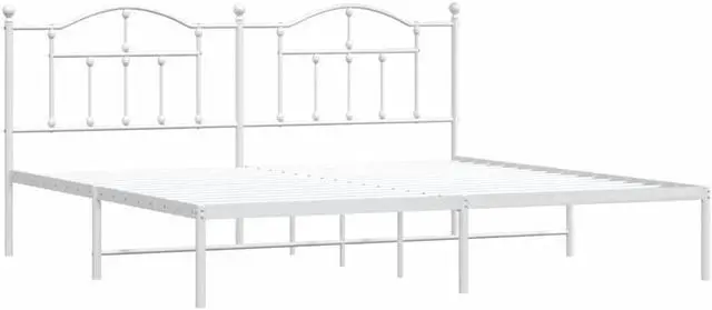Alt view image 3 of 7 - vidaXL 12 Inch King Metal Bed Frame with Headboard, No Box Spring Needed, Noise Free Platform Bed Frame with Steel Slats, Easy Assembly, Under Bed Storage, Minimalist, White