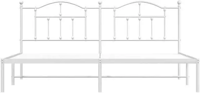 Alt view image 6 of 7 - vidaXL 12 Inch King Metal Bed Frame with Headboard, No Box Spring Needed, Noise Free Platform Bed Frame with Steel Slats, Easy Assembly, Under Bed Storage, Minimalist, White