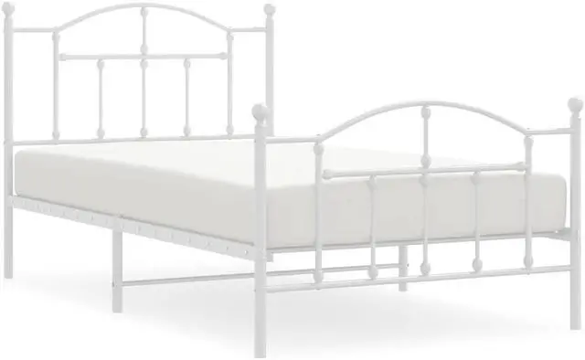Alt view image 2 of 7 - vidaXL 12 Inch Twin Metal Bed Frame with Headboard & Footboard, No Box Spring Needed, Noise Free Platform Bed Frame with Steel Slats, Easy Assembly, Under Bed Storage, Minimalist, White