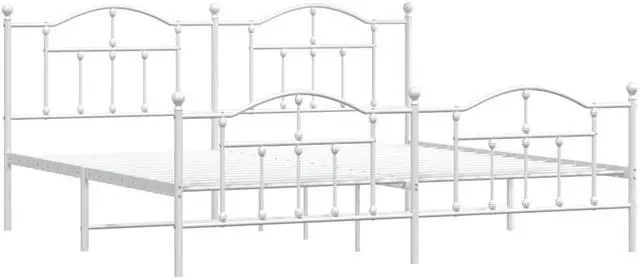 Alt view image 3 of 7 - vidaXL 12 Inch King Metal Bed Frame with Headboard & Footboard, No Box Spring Needed, Noise Free Platform Bed Frame with Steel Slats, Easy Assembly, Under Bed Storage, Minimalist, White