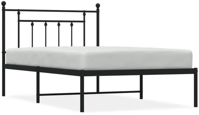 Alt view image 2 of 7 - vidaXL 12 Inch Black Twin XL Bed Frame with Headboard, Sturdy Metal Platform Bed Frame & Slats, Extra Under Bed Storage, No Box Spring Needed, without Mattress