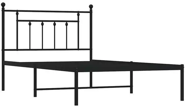 Alt view image 3 of 7 - vidaXL 12 Inch Black Twin XL Bed Frame with Headboard, Sturdy Metal Platform Bed Frame & Slats, Extra Under Bed Storage, No Box Spring Needed, without Mattress