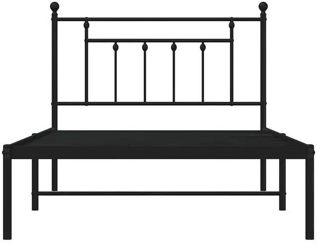 Alt view image 6 of 7 - vidaXL 12 Inch Black Twin XL Bed Frame with Headboard, Sturdy Metal Platform Bed Frame & Slats, Extra Under Bed Storage, No Box Spring Needed, without Mattress