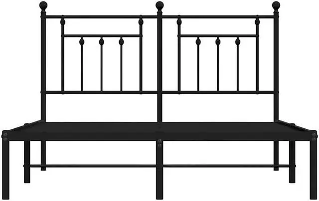 Alt view image 6 of 7 - vidaXL 12 Inch Black Queen Bed Frame with Headboard, Sturdy Metal Platform Bed Frame & Slats, Extra Under Bed Storage, No Box Spring Needed, without Mattress
